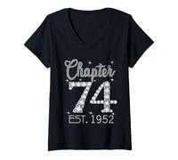 Womens Chapter 74 EST 1952 Happy 74th Birthday Girl Gift for Her V-Neck T-Shirt