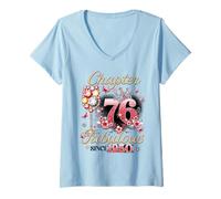 Women's Chapter 76 Fabulous Since 1950 76th Birthday Women Girls V-Neck T-Shirt