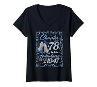 Womens Chapter 78 Fabulous Since 1947 78th Diamond Birthday Queen V-Neck T-Shirt