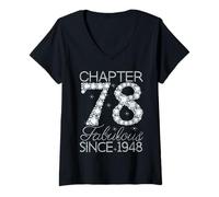 Womens Chapter 78 Fabulous Since 1948 Happy 78Th Birthday Girl Lady V-Neck T-Shirt