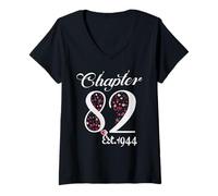 Womens Chapter 82 EST 1944 Happy 82nd Birthday Girl Gift for Her V-Neck T-Shirt