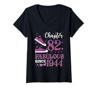 Womens Chapter 82 Fabulous Since 1944 82nd Birthday Girl Lady V-Neck T-Shirt