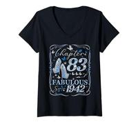 Womens Chapter 83 Fabulous Since 1942 83rd Diamond Birthday Queen V-Neck T-Shirt