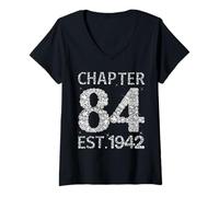 Womens Chapter 84 EST 1942 Happy 84th Birthday Gift for Him Her V-Neck T-Shirt