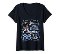 Womens Chapter 86 Fabulous Since 1939 86th Diamond Birthday Queen V-Neck T-Shirt