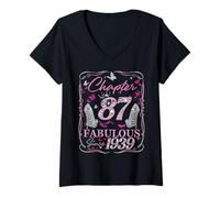 Women's Chapter 87 Fabulous Since 1939 High Heel 87th Birthday Women V-Neck T-Shirt