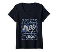 Womens Chapter 89 Fabulous Since 1936 89th Diamond Birthday Queen V-Neck T-Shirt