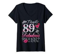Womens Chapter 89 Fabulous Since 1937 89Th Birthday Gift for Women V-Neck T-Shirt