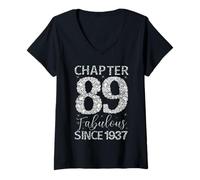 Womens Chapter 89 Fabulous Since 1937 Happy 89Th Birthday Girl Lady V-Neck T-Shirt