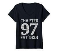 Womens Chapter 97 EST 1929 Happy 97Th Birthday Gift for Him Her V-Neck T-Shirt