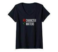 Women's Character Matters Liberal Progressive Political Integrity V-Neck T-Shirt