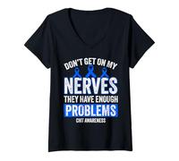 Womens Charcot Marie Tooth Disease Funny CMT Warrior V-Neck T-Shirt