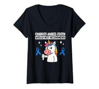 Womens Charcot Marie Tooth Disease Funny CMT Warrior V-Neck T-Shirt