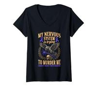 Women's Charcot Marie Tooth Disease Funny CMT Warrior V-Neck T-Shirt