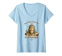 Women's Charlemagne Father of Europe Medieval King V-Neck T-Shirt