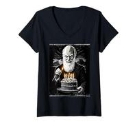 Women's Charles Darwin Evolution Theory Birthday Cake Bday Party V-Neck T-Shirt