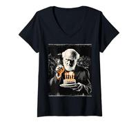 Women's Charles Darwin Evolution Theory Birthday Cake Bday Party V-Neck T-Shirt