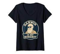 Women's Charles Darwin Gift Natural Selection Science Quote V-Neck T-Shirt
