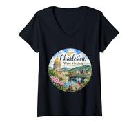 Women's Charleston WV West Virginia USA V-Neck T-Shirt