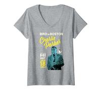 Womens Charlie Parker Bird in Boston Live at The Hi Hat 1953 V-Neck T-Shirt