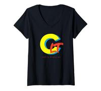 Womens Charlotte CLT North Carolina 80s 90s Pop Music NC Queen City V-Neck T-Shirt