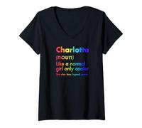 Women's Charlotte Like A Normal Girl Only Cooler Queen First Name V-Neck T-Shirt