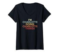 Women's Charlotte Name Charlotte Personalized Name First Given V-Neck T-Shirt