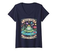 Women's Charm RIZZ EM with TISM Frog Prince Autism Dad Respect V-Neck T-Shirt