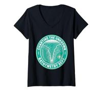 Women's Charting The Unknown Bathymetry Dept Deep Sea Map Badge V-Neck T-Shirt