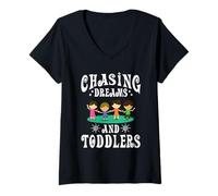 Womens Chasing Dreams and Toddlers V-Neck T-Shirt