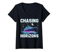 Women's Chasing Horizons Cruise Ship Nautical Adventure V-Neck T-Shirt