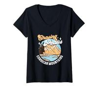 Womens Chasing Peaks - Corsican Mountains V-Neck T-Shirt