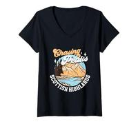 Womens Chasing Peaks - Scottish Highlands V-Neck T-Shirt
