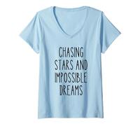 Womens Chasing Stars Dreams Motivational Inspirational Quote Artist V-Neck T-Shirt