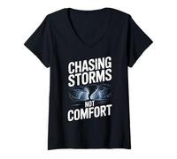 Women's Chasing Storms Not Comfort Tornado Storm Chaser V-Neck T-Shirt