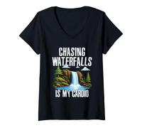 Women's Chasing Waterfalls is My Cardio V-Neck T-Shirt