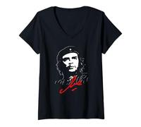 Women's Che Guevara Cuba Cult Object Revolution Rearing V-Neck T-Shirt
