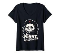 Womens Che Guevara Shirt Purrt of the Revolution Funny Rebel Kitty V-Neck T-Shirt