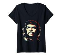 Womens Che Guevara Shirt Rebel Icon Pixel Art Glitch Pop Art Retro V-Neck T-Shirt