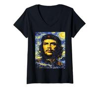 Women's Che Guevara Shirt Van Gogh Cuba V-Neck T-Shirt