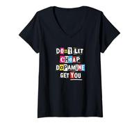 Women's Cheap Dopamine Detox Motivation Ransom Note Quote V-Neck T-Shirt