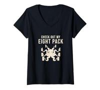 Women's Check Out My Eight Pack Funny Octopus Humor Marine Biologist V-Neck T-Shirt