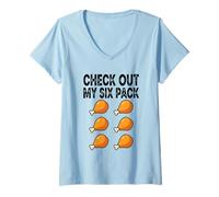 Women's Check Out My Fried Chicken Six Pack V-Neck T-Shirt