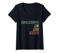 Women's Check Out My Handstand Funny Gymnastics V-Neck T-Shirt