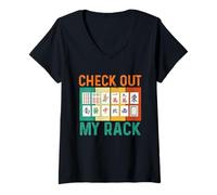 Women's Check Out My Rack - Mahjong Lover Mah Jong Player V-Neck T-Shirt