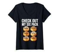 Womens Check Out My Six Pack Cinnamon Rolls V-Neck T-Shirt