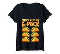 Women's Check Out My Six-Pack Funny Taco Lover Cinco De Mayo V-Neck T-Shirt