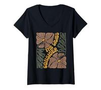 Women's Check Out the Lilies Boho Floral Christian Religious Bible V-Neck T-Shirt