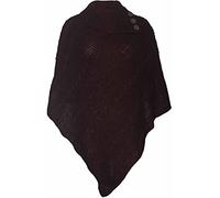 Womens Check Printed Ladies Stretch Knitted Collared Cape Wrap Shawl Jumper Poncho Top (Plain Dark Brown)