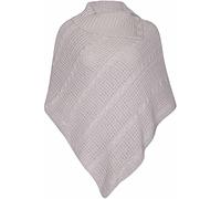 Womens Check Printed Ladies Stretch Knitted Collared Cape Wrap Shawl Jumper Poncho Top (Plain Stone)